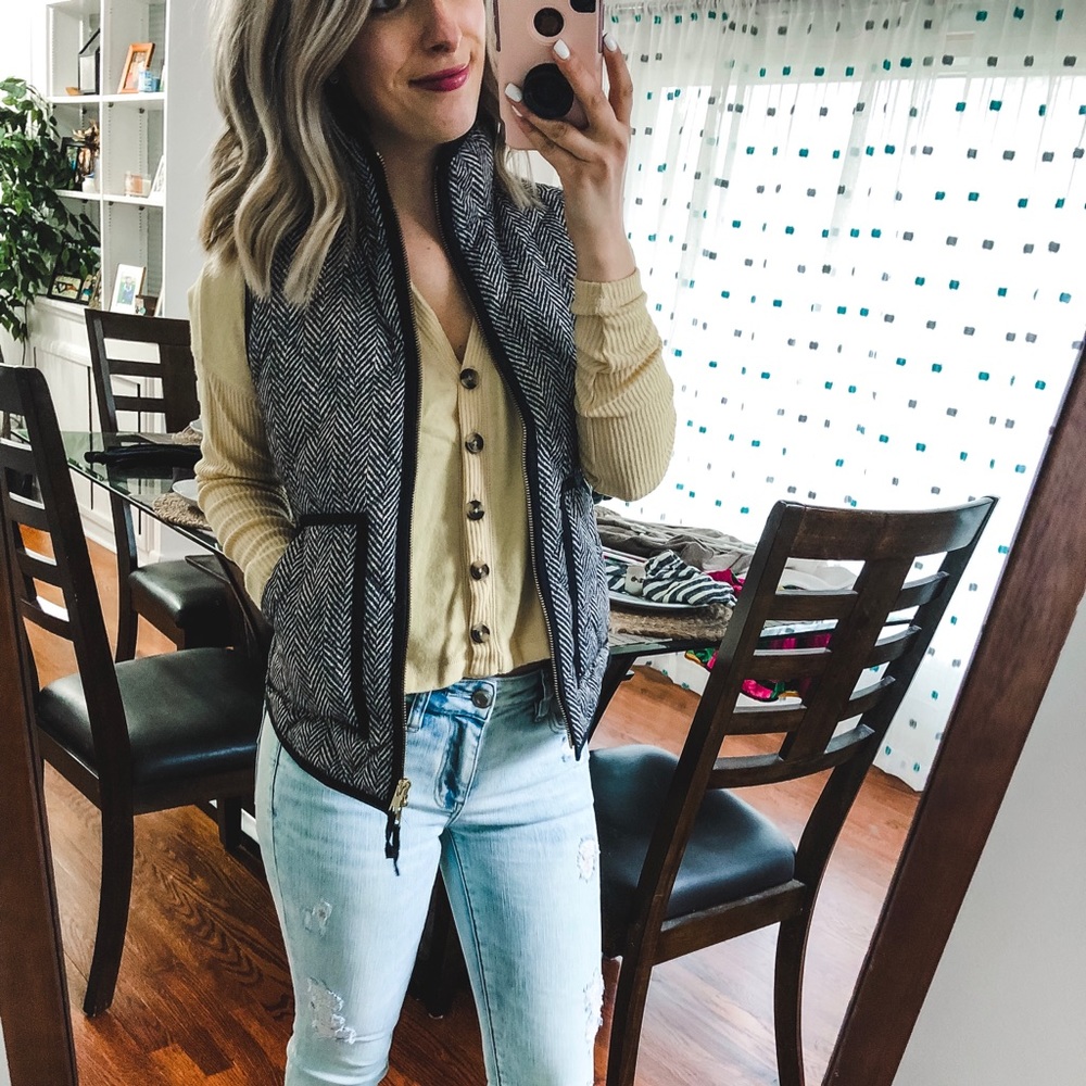 J. Crew Herringbone Puffer Vest XXS - Picture 8 of 8